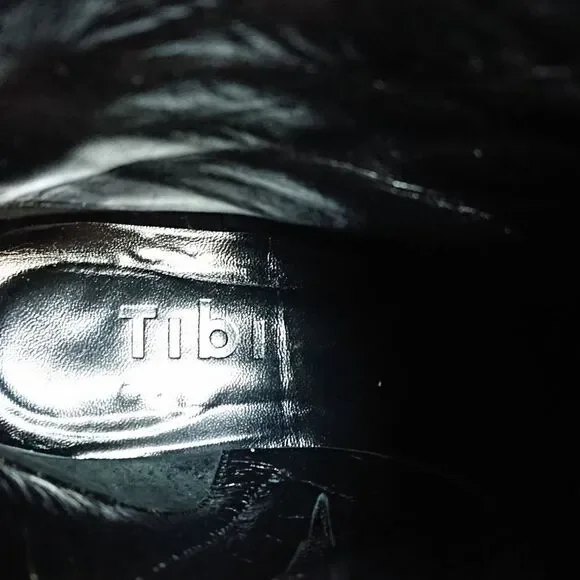 TIBI Wyatt embossed Buckle leather ankle Booties In Black size 5.5